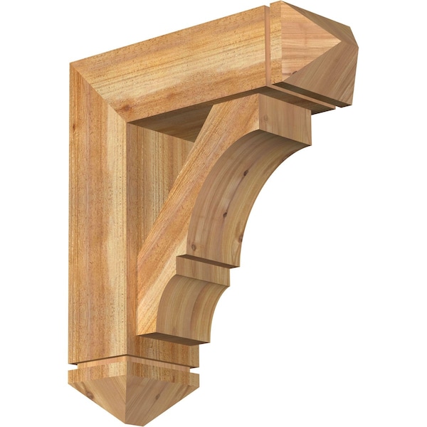 Ekena Millwork Balboa Arts and Crafts Rough Sawn Bracket w/ Offset Brace, Western Red Cedar, 8"W x 24"D x 28"H BKT0806X24X28BOA03RWR - main